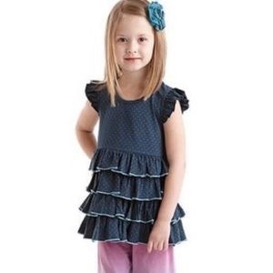 Matilda Jane it’s a wonderful parade Lizzy ruffle top blue and purple polka dot